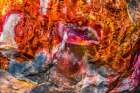 Red-orange and yellow petrified wood abstract-Blue Mesa-Petrified Forest National Park-Arizona Art Print